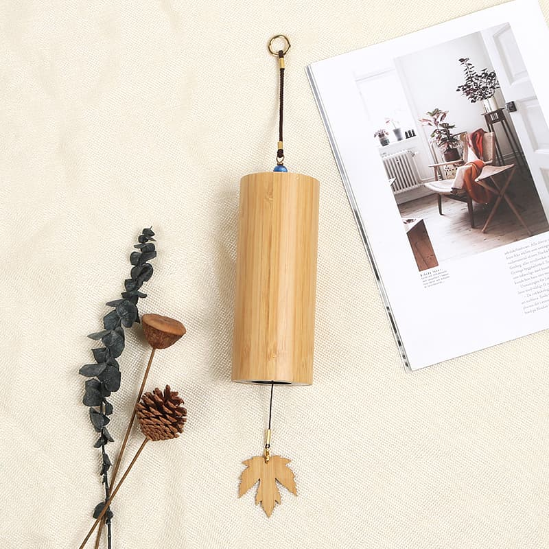 Pingente De Folha De Bordo Quatro Estações Sinos De Vento Bambu Acorde Cura Série Meditação Varanda Decoração Presente A