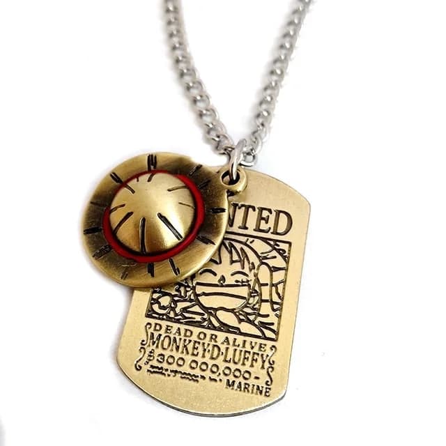 Anime One Piece Necklace Figura Luffy Chapéu De Palha Skull Pendant Colares De Crânio Homens Jóias De Moda Cosplay Brinquedos Presente De Aniversário