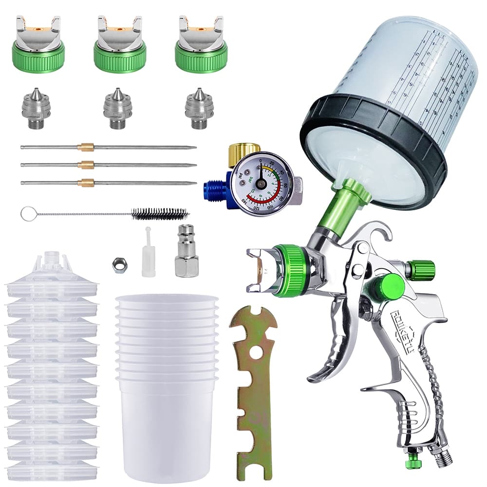 Pistola Profissional HVLP Spay Gun 1.4/1.7/2.0mm Pincel De Gravidade Para Pintura Automotiva , 10pcs 600ml Sem Copo De Medição Descartável Limpo