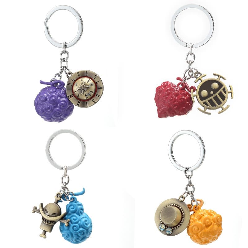 Chaveiro Porta-Chaves One Piece Metal Acessórios Anime Luffy Ace Law Devil Fruit Carro Llaveros Brinquedos