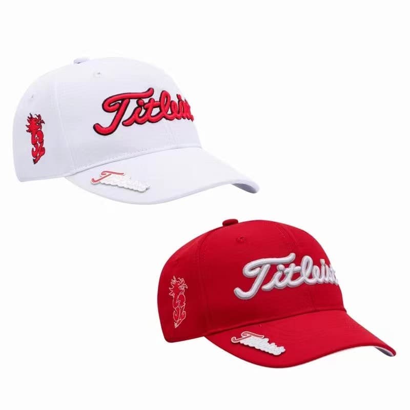 Pronto Estoque 1pcs 2024 Dragon Year Cap Chapéu De Golfe Branco/Vermelho