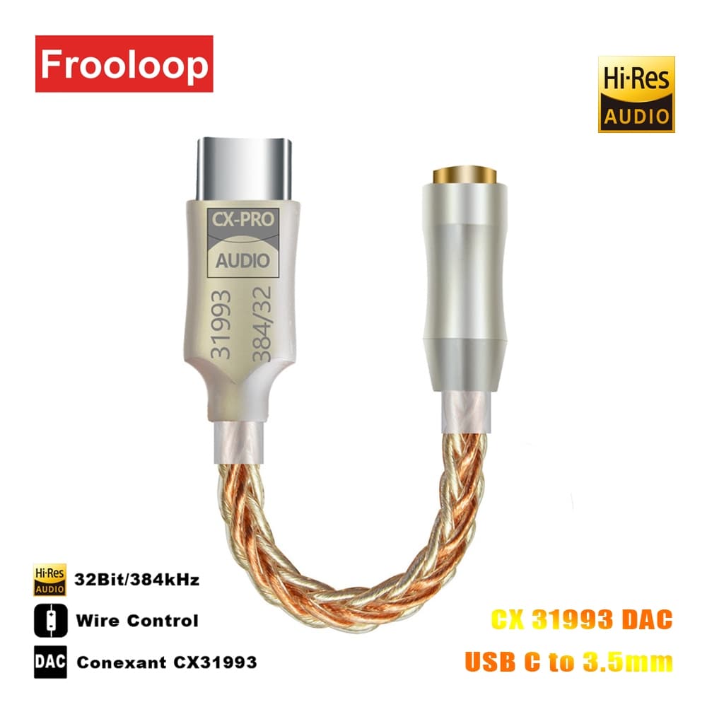 CX31993 Adaptador De Jack HiFi DAC USB C Para 3,5mm 32Bit 384kHz Tipo Conversor De Áudio AUX