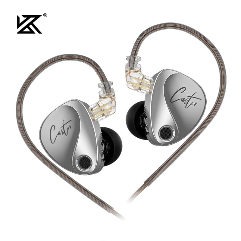 KZ Castor Fones de Ouvido com Fio Intra-Auriculares HiFi 2 Dinâmicos Alta Fidelidade Fone de Ouvido Balanceado Monitor