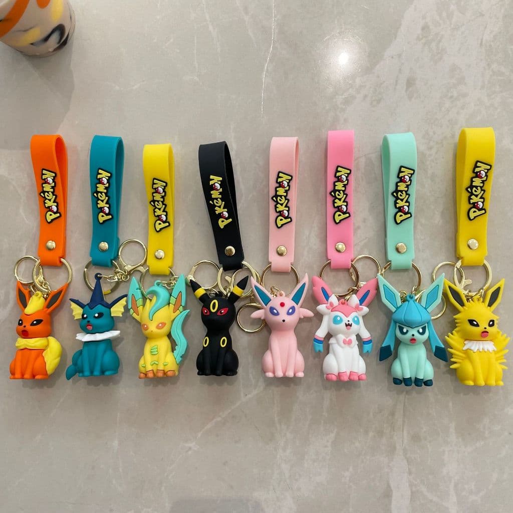 Pokémon Pokémon Pokémon Eevee Family Keychain Cartoon Doll Schoolbag Pingente Chaveiro deCarro Pingente Pequeno Presente