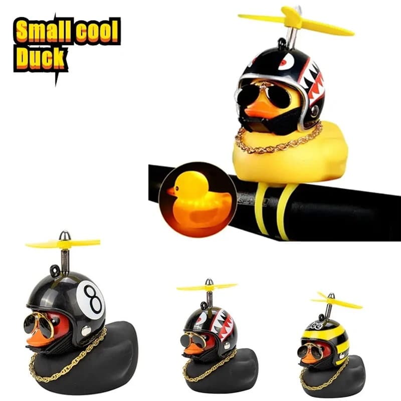 Brinquedo De Pato De Borracha Para Carro Com Capacete Pequeno Preto/Amarelo Bicicleta De Estrada Acessórios De Ciclismo