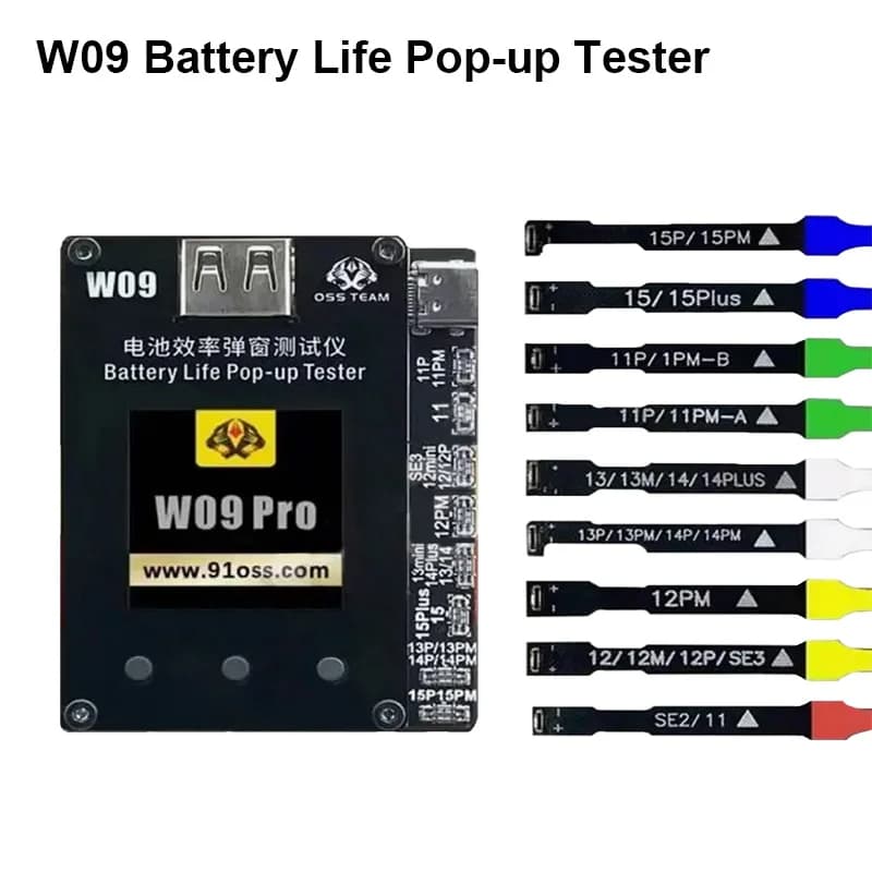 OSS w09 Eficiência Da Bateria Pop up Tester Telefone Móvel 11-15 ProMax Sem Necessidade De Cabo Externo Ferramenta De Modificação De Dados W09Pro