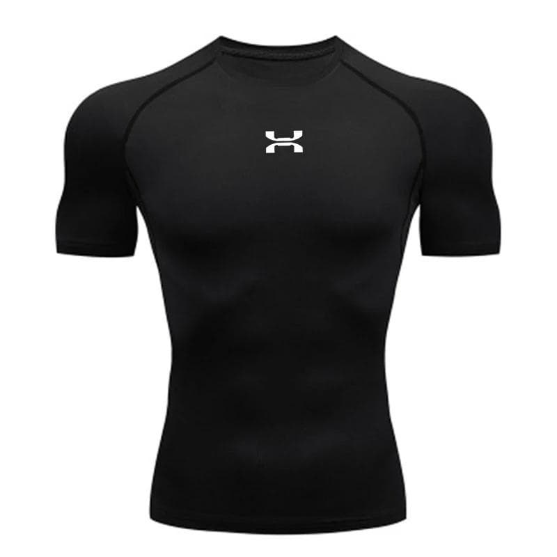 Top esportes correndo camisa masculina correndo camisa de fitness curto secagem rápida treino Leggings de fitness ginást