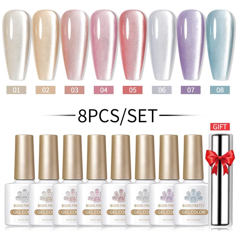 BORN PRETTY Gato Refletivo Moonlight Cat Magnético Eye De Unhas Gel 8Pcs/Set 10ml