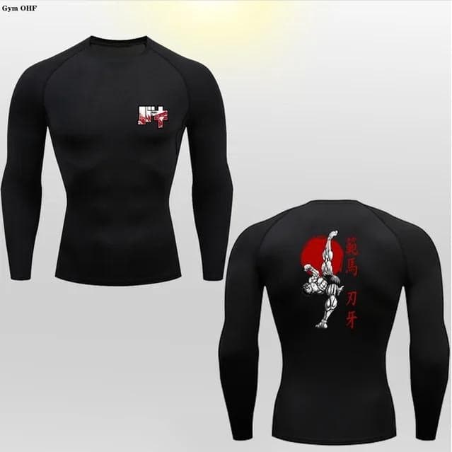 Esportes apertado camiseta de Fitness topo Anime Baki Hanma masculino musculação esportes secagem rápida correndo manga