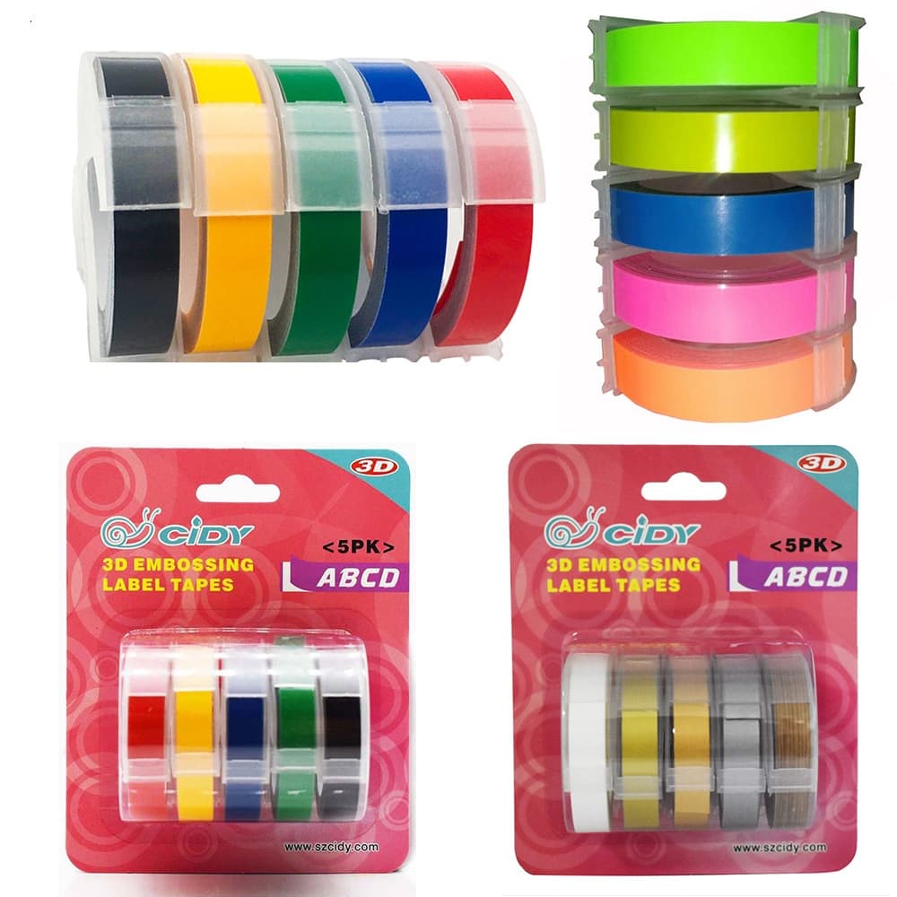 5 Rolos De Fita De Recarga De PVC 9mm X 3 m Para Máquina De Etiquetagem Motex & DYMO/TW-101 550 E101 Cidy C101 Fabricant