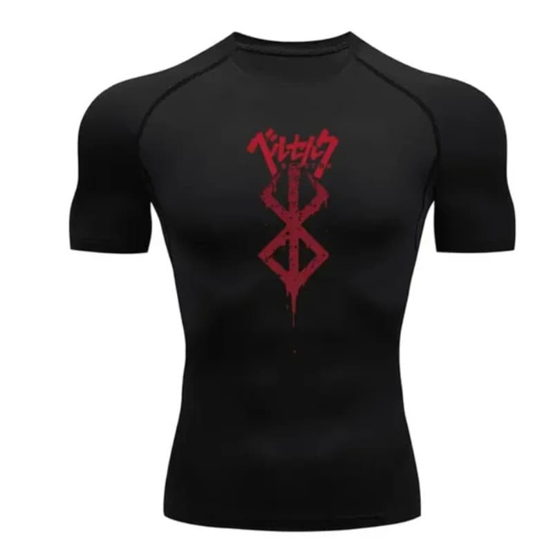 Esportes lazer Anime Berserk verão ginásio camisa apertada secagem rápida ao ar livre superior esportes preto
