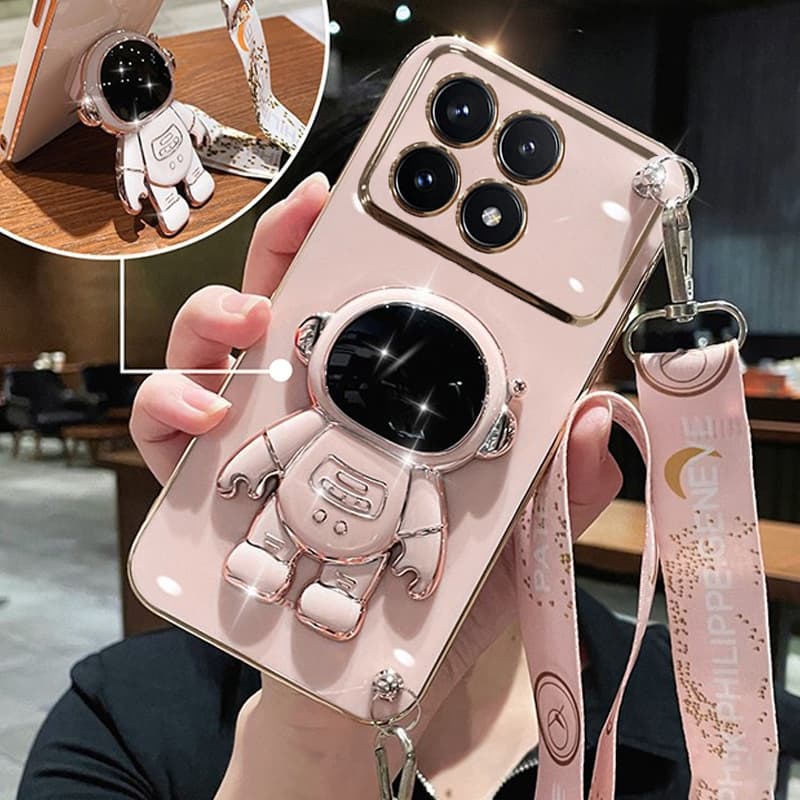 Capinha POCO X6 5G POCO X6 Pro 5G POCO M6 Pro 4G POCO F6 Pro Suporte De Silicone Para Astronauta Lanyard capa