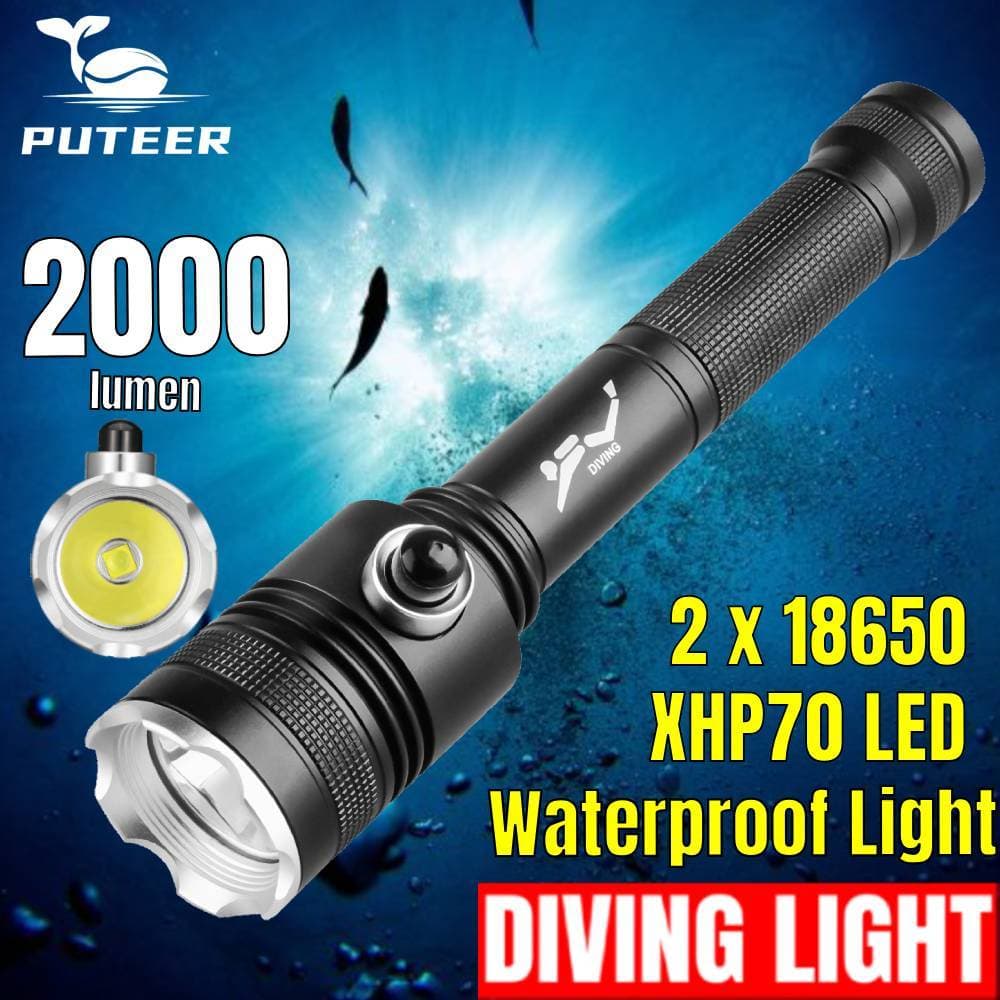 Luz De Mergulho Puteer D48 Xhp70.2 Lanterna À Prova D'água LED Lâmpada Longa Para Ao Ar Livre Na Terra