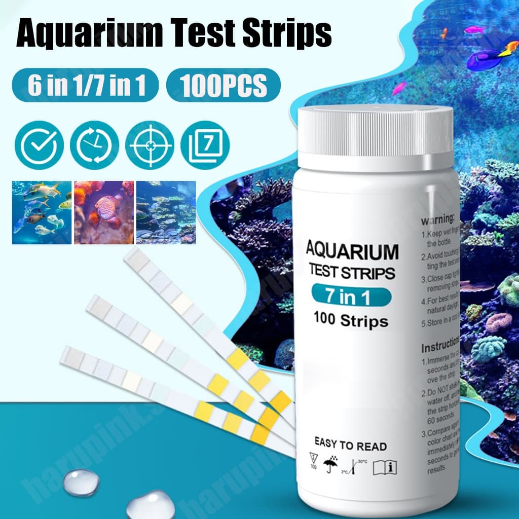 100pcs Tiras De Teste Para Aquário 7 Em 1 Kit De pH De Água Doce Salgada SHOPTKC8426
