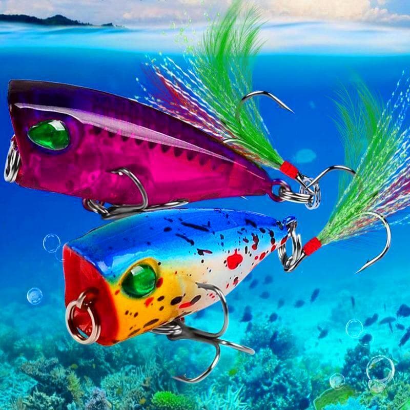 10pcs Isca de pesca Isca plástica dura com isca biônica falsa de penas Equipamento de pesca