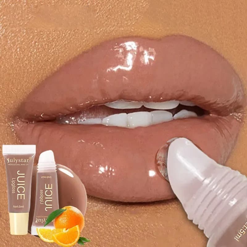 Nude Brown Plumping Lip Gloss Hidratante Óleo Labial De Frutas Transparente Fullness Lips Tint Soft Tube Maquiagem Aplicador De Beleza