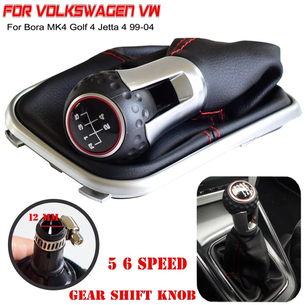 Adequado para Volkswagen 1999-2004 Golf 4 IV MK4 GTI R32 Borajetta MT 12mm 5 /6 Capa protetora da alavanca de câmbio do carro de velocidade