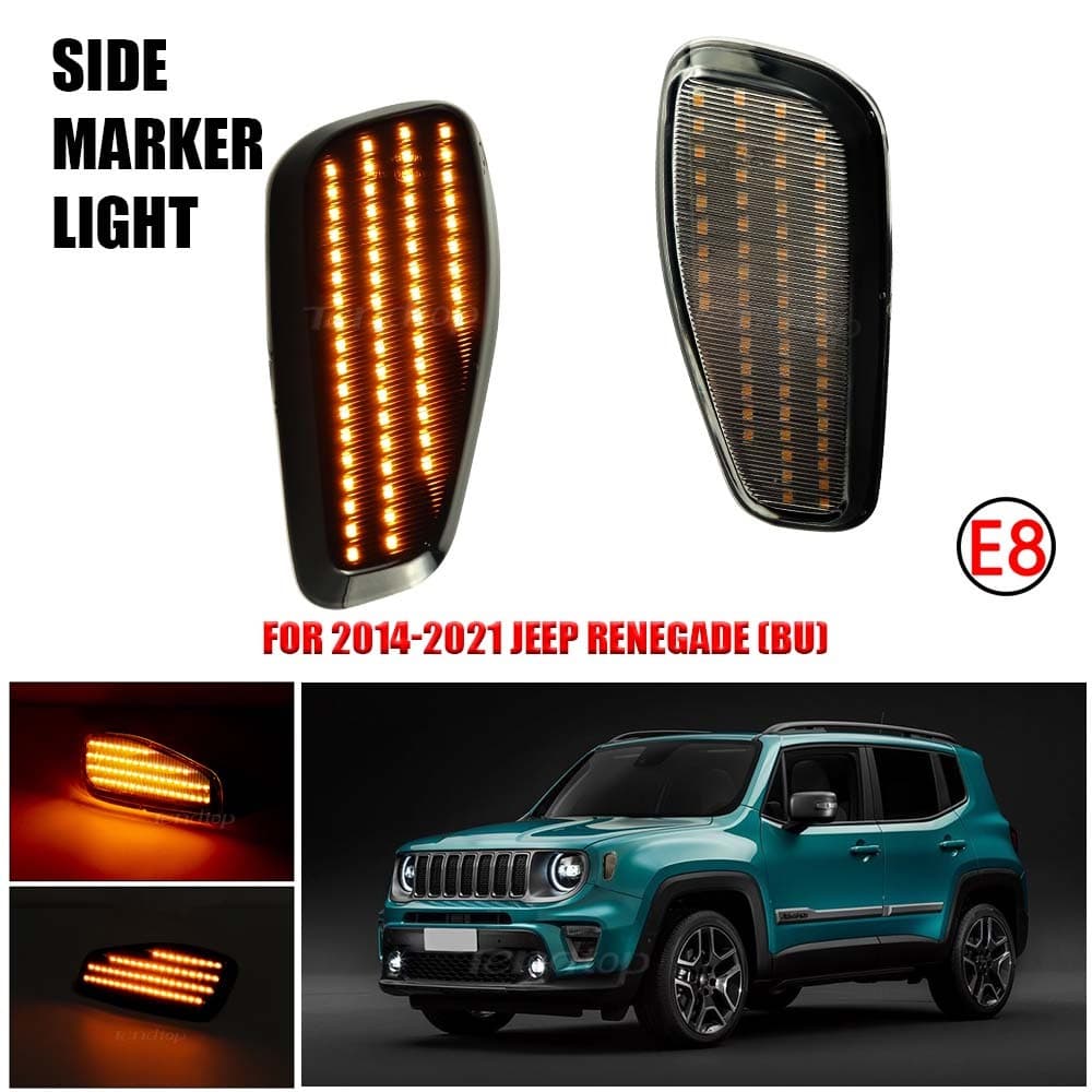2Pcs Luz De Sinalização Dinâmica De Giro Lateral De LED Para 2014-2021 Jeep Renegade (BU)