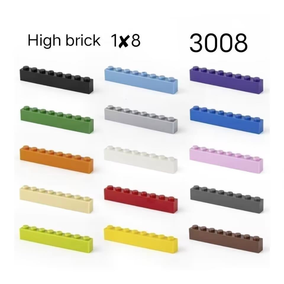 MOC 3008 Blocos de construção de partículas pequenas Peças DIY Tijolo 1x8 Acessórios básicos
