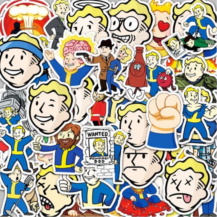 50Pcs Autocolantes De Cartoon Fallout Stickers Para Telefones De Bricolage Capacete De Bicicleta Grafite Decoração