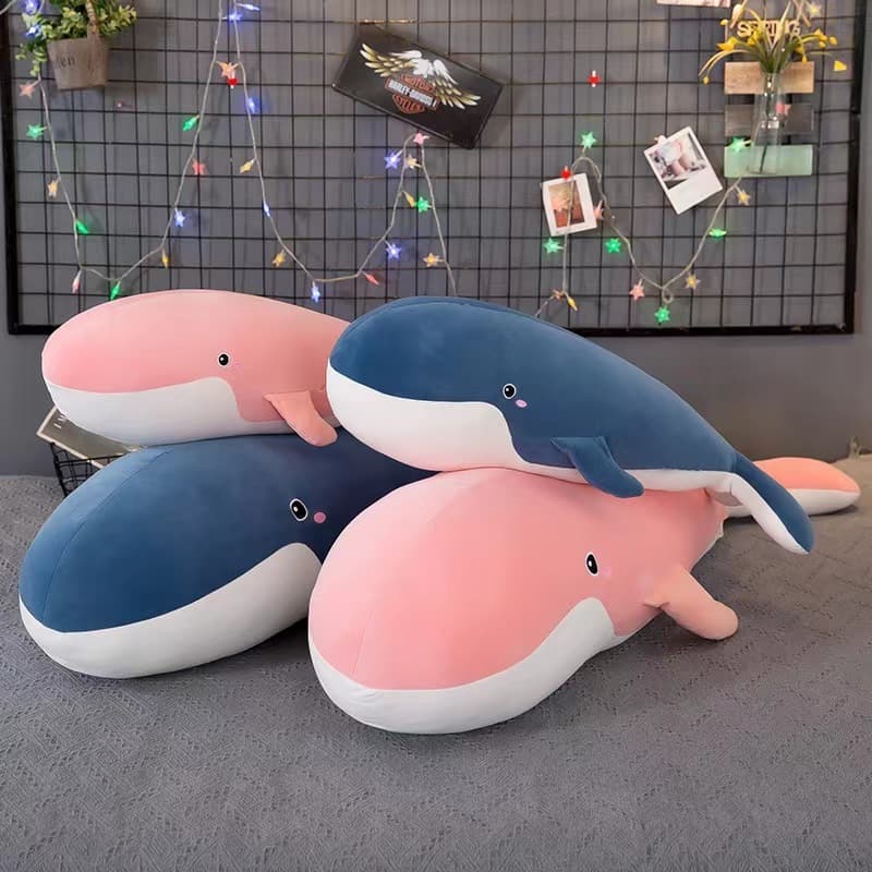 Almofada de brinquedo de pelúcia de baleia grande e fofo, menina dormindo na cama, boneca masculina, boneca de pano grande boneca super macia