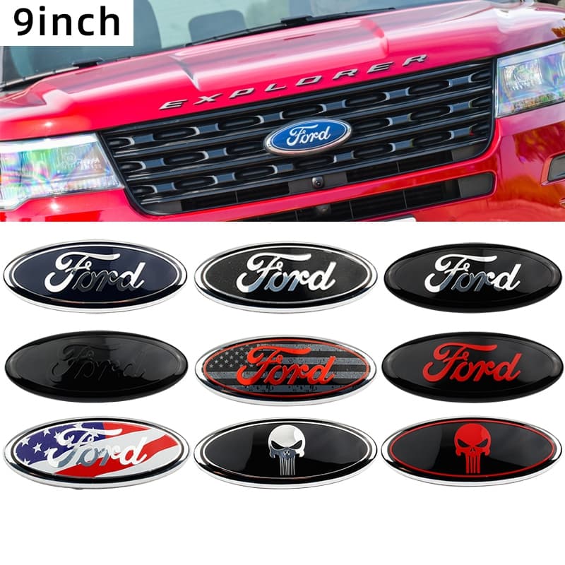 【 Ford 】 23cm * 9cm Emblema Para , Grelha Dianteira Da Porta Traseira Oval Adapta-Se Ao 04-14 F250 F350 , 11 Edge 16 Explorer , 06-11 Ranger