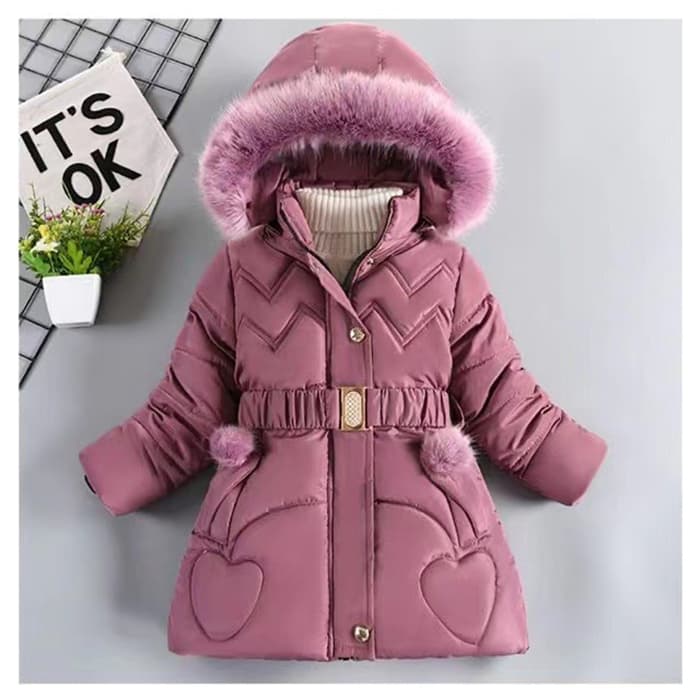 Casaco De Inverno De Outono Para Meninas Mantém O Colarinho De Pele Quente Princesa Roupa Exterior 4-10 Anos Infantil