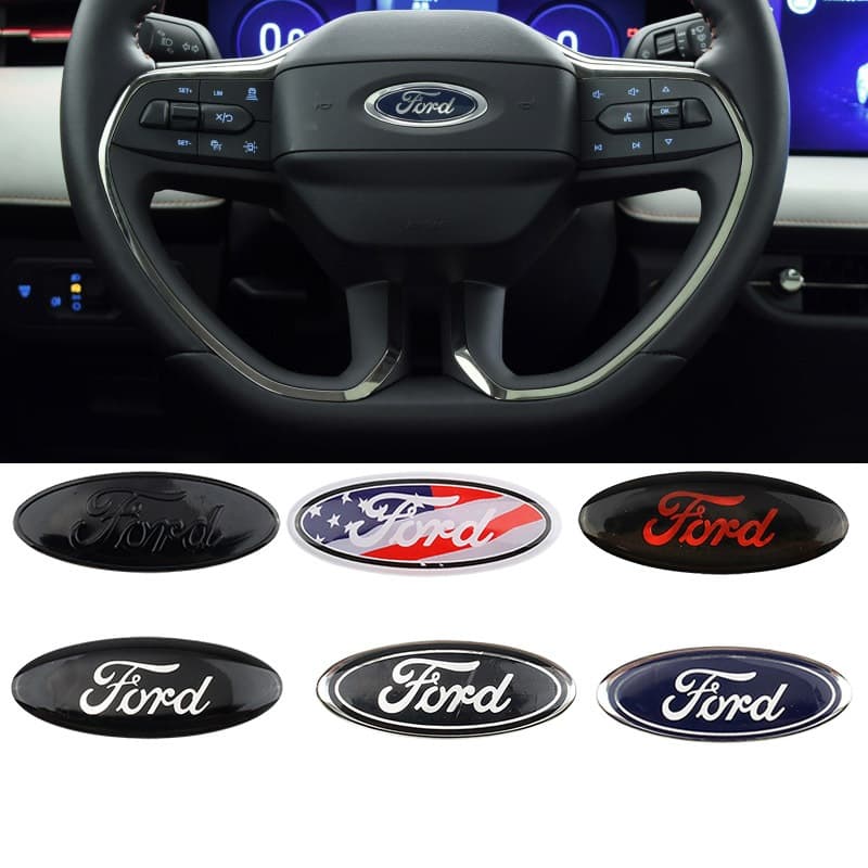 【 Ford 】 58mmx22mm F150 Logotipo Do Volante Emblema Adesivo Para F250 F350 Edge Explorer Ranger Focus Escape Fiesta