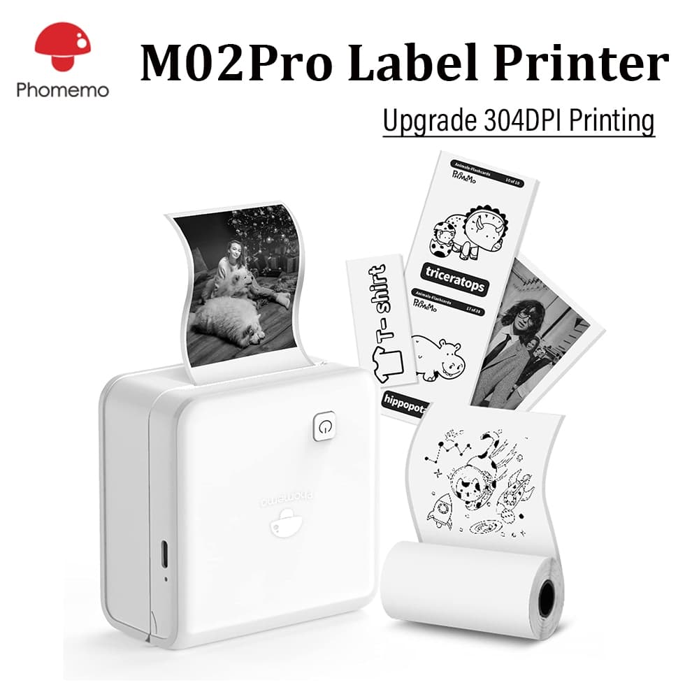 Impressora De Etiquetas Sem Tinta Portátil Phomemo M02Pro Bluetooth , Atualização HD 300DPI Fotográfica Térmica Mini Máq