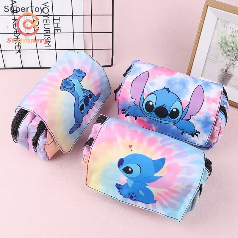 Estojo De Lápis De Ponto Figura Lilo & Stitch de camada dupla Estojo Escolar Stitch Infantil Organizador
