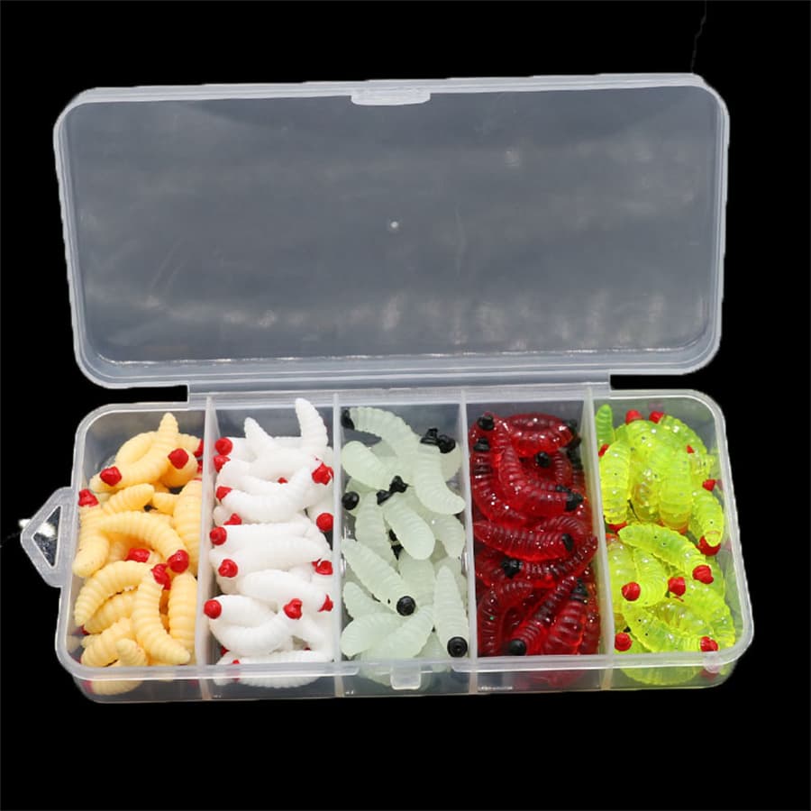 100Pcs Simulação De Iscas Macias De Pesca Sem-Fim Artificiais Em Silicone Para A Água Doce De Salgada