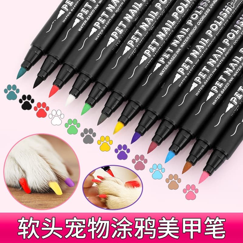 Canetas De Esmalte De Unhas Para Cães , 12 Cores Conjunto De Esmaltes Animais De Estimação Quick Dry Pet Polidor Seguro Ponta De Escova Não Tóxica Cachorros E Gatos Ou Pequenos