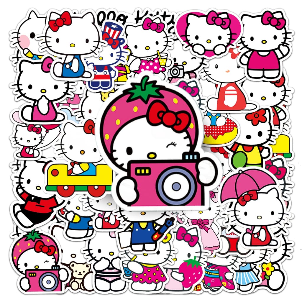 Autocolantes De 50 Peças Engraçados Hello Kitty Adesivos À Prova D'água Para Telefones Portáteis Decalque Casa Criativo
