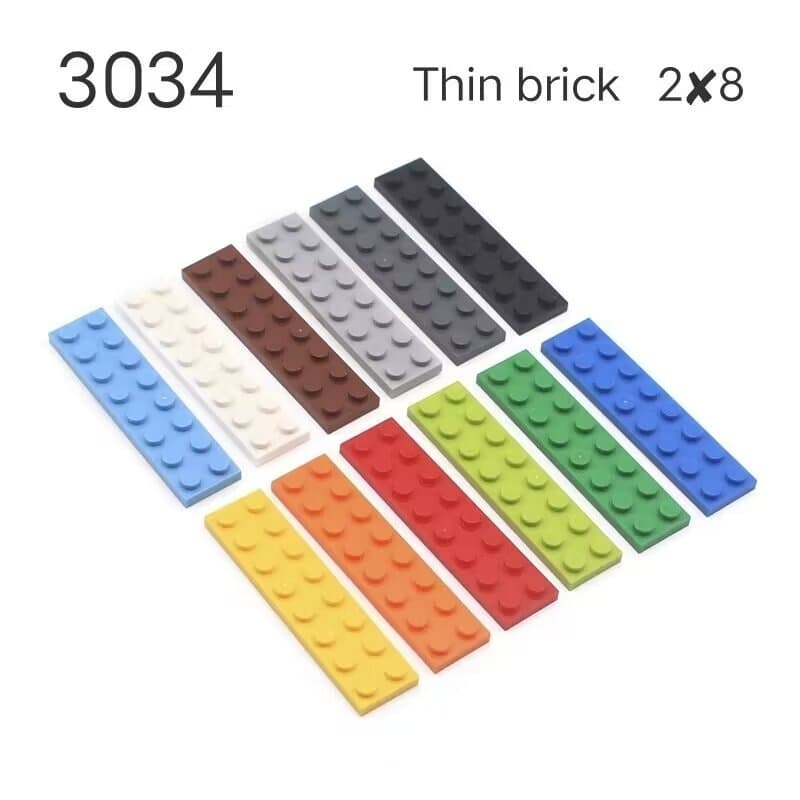 MOC Blocos de Construção de Partículas Pequenas 2 x 8 Tijolos Finos Compatível 3034 Brinquedos de Iluminação Educacional