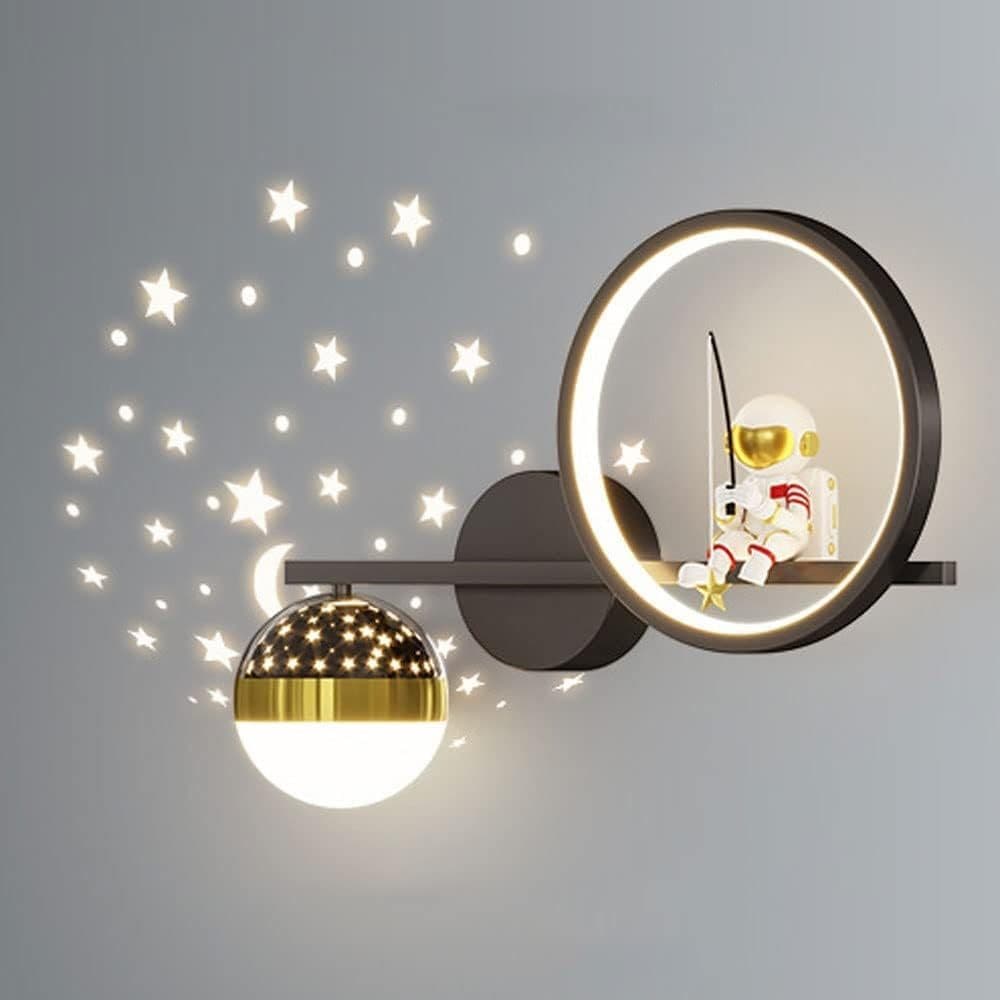 Arandela de Parede Astronauta Projeção Estrelas LED Decorativa Moderna para Quarto Infantil Decoração Casa