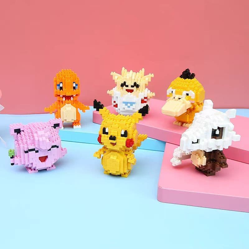 Anime Pokmon Figuras Montam Blocos De Construção , Brinquedos Secos Educativos Para Crianças