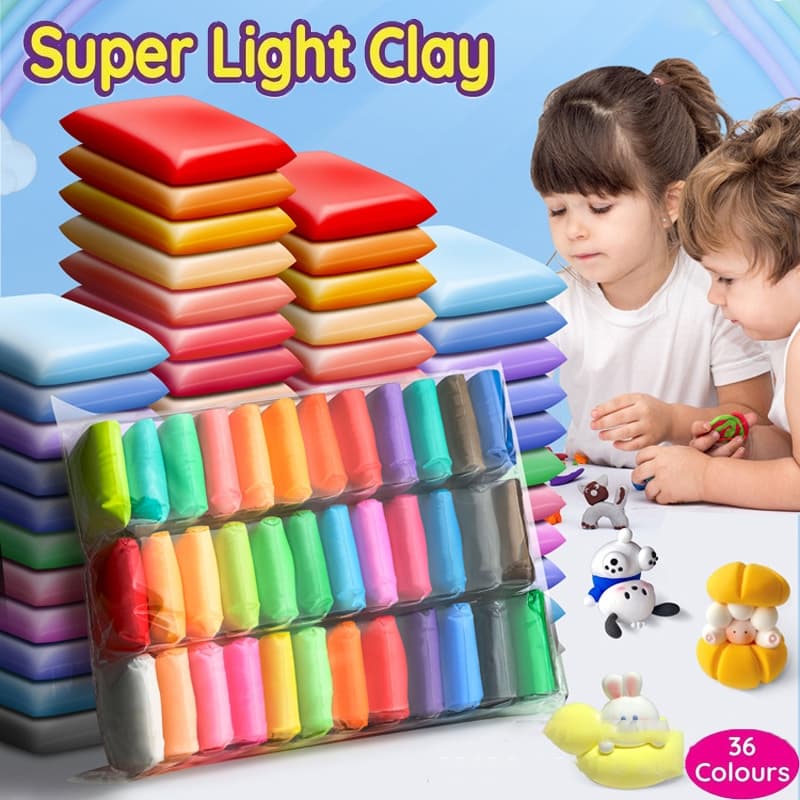 Argila Super Leve Com Ferramentas Para Modelagem Diy 36 Cores Colorida Segura E Não-Tóxica Crianças Seca Ao Ar Artesanato Artesanal