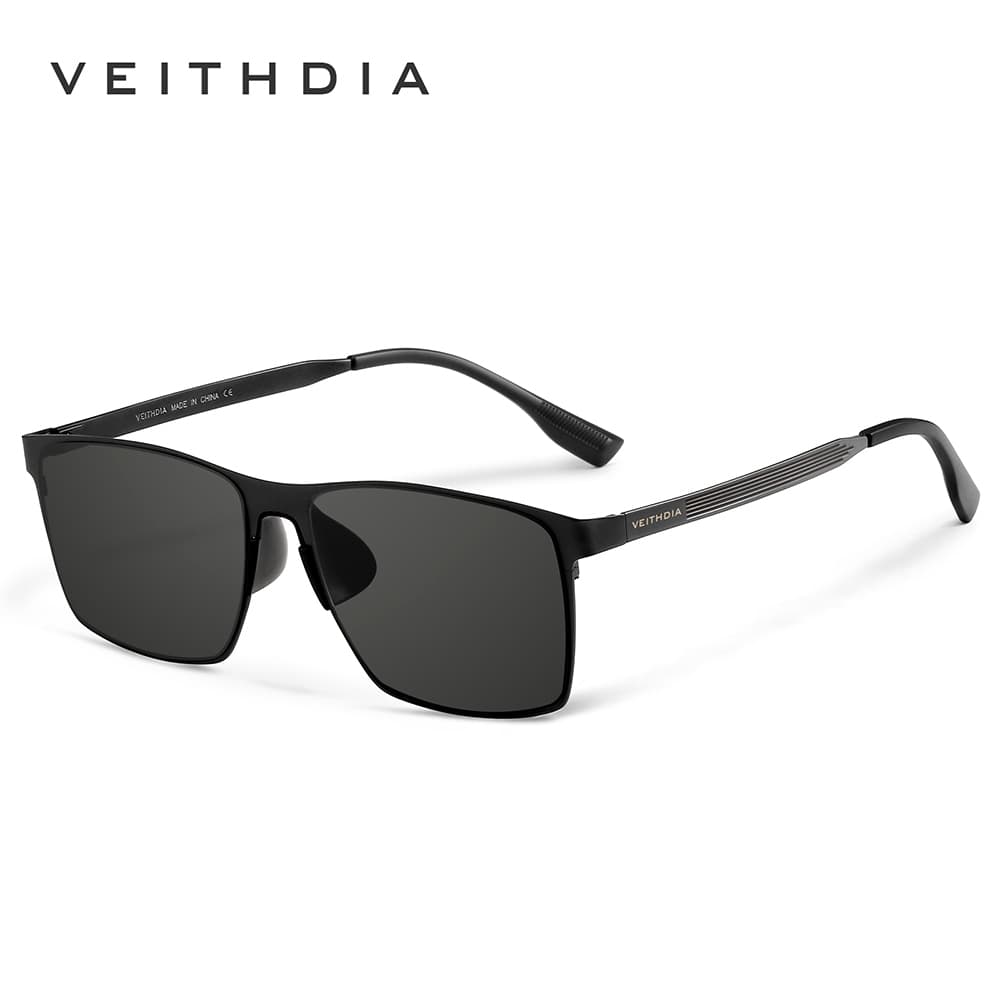 VEITHDIA Moda Masculina Quadrada Nylon Polarizado De Aço Inoxidável Óculos De Sol Com Proteção UV 8226