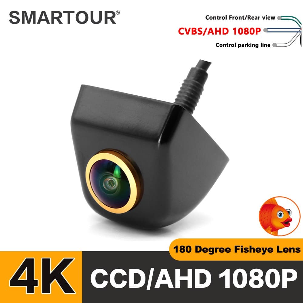 Câmera Smartour Car Rear View HD Visão Noturna Inversa AHD 1080P Metal 180 ° De Inversão De Marcha À Ré Golden CCD Vehicle Backup