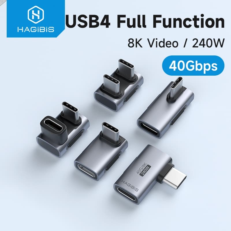 Adaptador Hagibis USB C Para 40 Gbps 8K 60Hz Conversor De 90 Graus USB4 Thunderbolt 4/3 MacBook iPhone 16/15 Pro Tablet