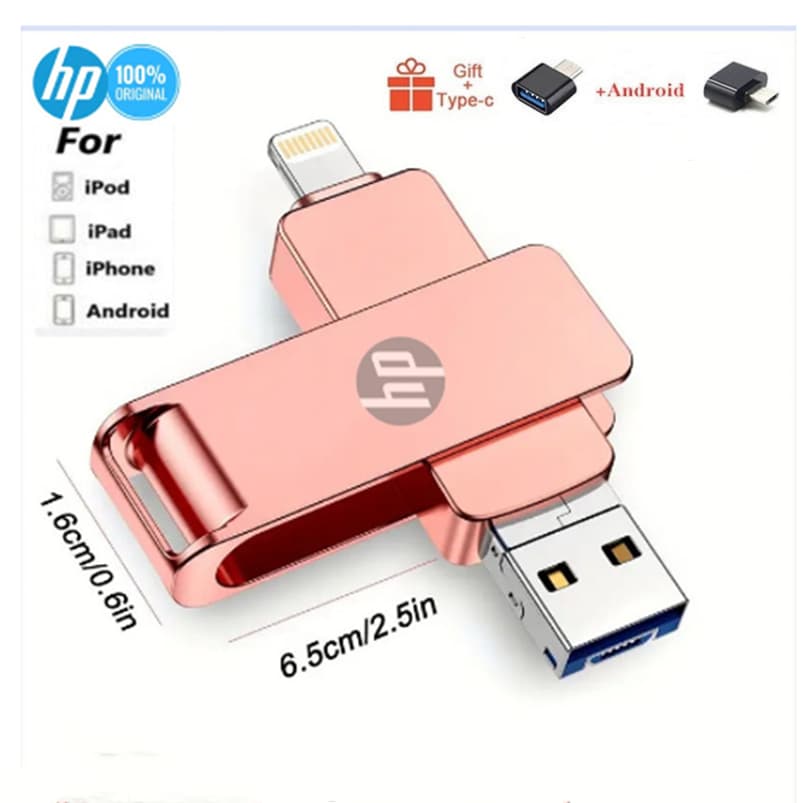HP 2TB USB3.0 4 Em 1 OTG Flash Drive Metal À Prova D'água Alta Velocidade 1TB 512GB 256GB 128GB 64g U pendrive De Disco Para iphone