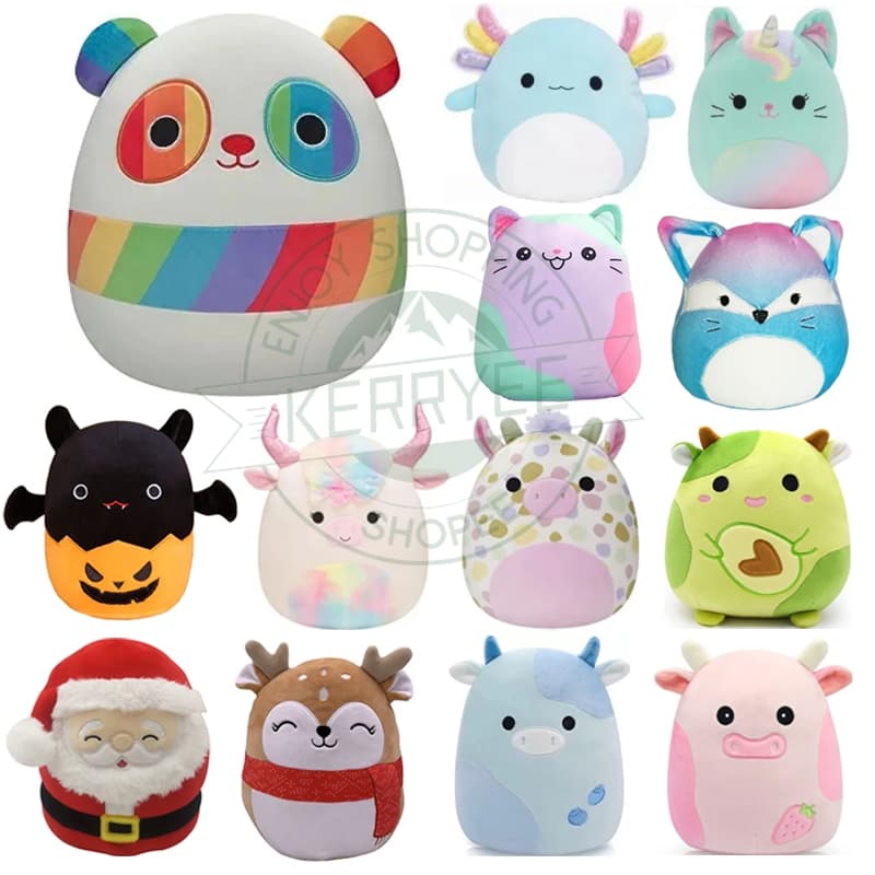 Squishmallows Pelúcia Aniversário Vaca Almofada Unicórnio Gato Plushie Boneca Brinquedo Presente