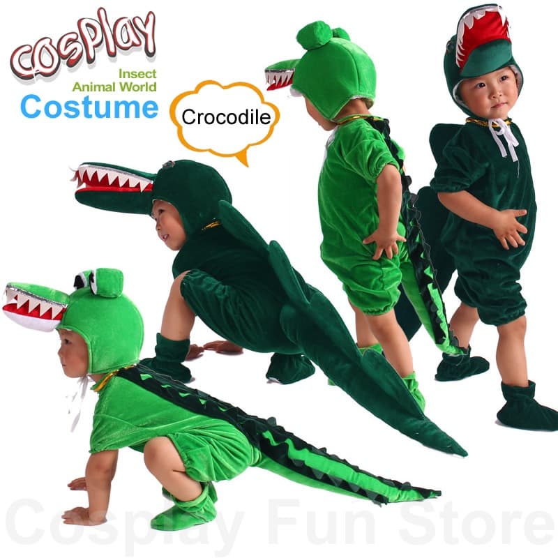 Fantasia de Crocodilo para Cosplay Infantil, Macacão de Crocodilo para Apresentações de Crianças e Estudantes, Fantasia