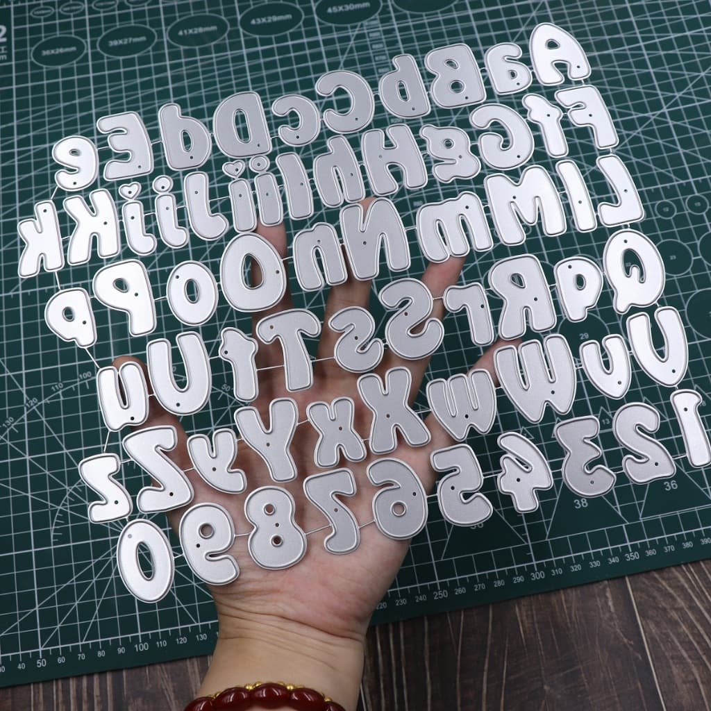 Alfabetos Em Letras Maiúsculas E Minúsculas Cortes De Matriz Metálicos Para Raspagem , Artesanato De Bricolagem Estêncil De Gofragem