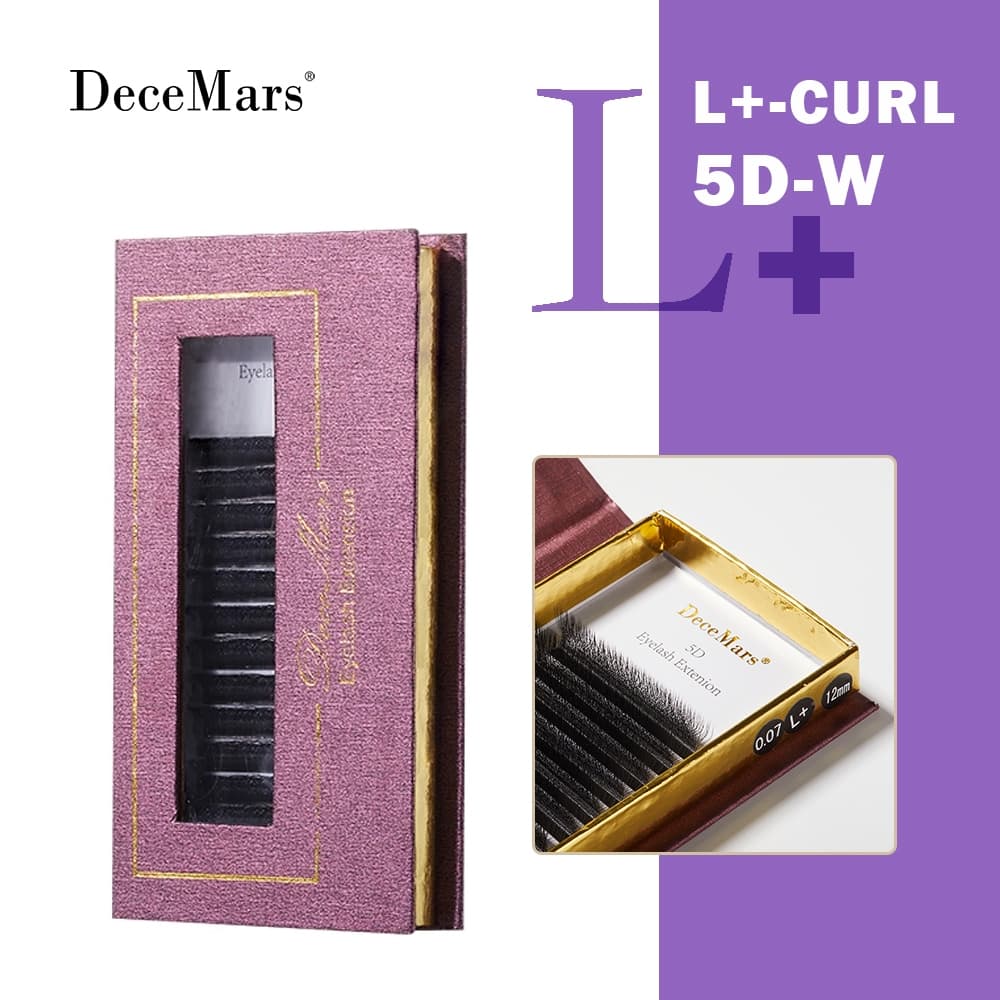 DeceMars L-Curl M 5D Extensão De Cílios 12 Linhas 0.07 Mm Preto