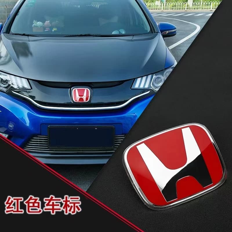 【 honda 】 Silver Emblema Do Carro Vermelho (Frente + Traseira) Logotipo Para City/Hrv/Jazz/CRV/civic/Brv etc