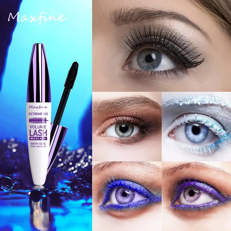 Máscara Colorida 5D Volume Estilo Duradouro À Prova D'água Quick Dry Blue Purple Curling Lengthen Long Eyelash Silk Extension Cream