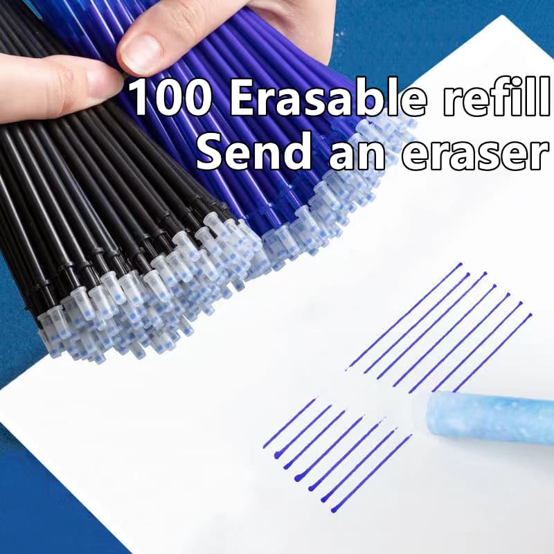 100pcs/Conjunto Apagável Caneta Gel Refil 0,5mm Azul Escuro Lavável Cabo De Livro Para Ferramentas De Escrita Escolar Escritório/Recarga de caneta apagável/refil caneta apagavel/refil de caneta magica/Recarga Caneta Apagavel/caneta magica