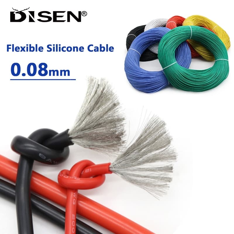 1/2/5metros Cabo Flexível De Silicone 30 28 26 24 22 20 18 16 14 12 AWG Elétrico Super Macio Resistente Ao Calor 0,08mm