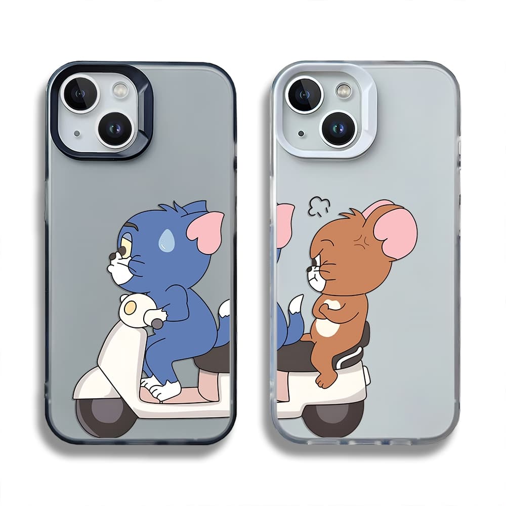 Capa Para iPhone 15/14/13/12/11 ProMax Tom E Jerry Desenho Animado Fosca Flexível De Plástico 7/8 Plus/X/XR/Xs Max